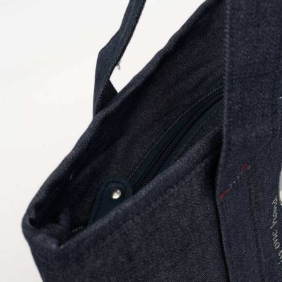 Kusuguru Japan Denim & Canvas Cat Tote Bag Dark Denim - Picture 4 of 7